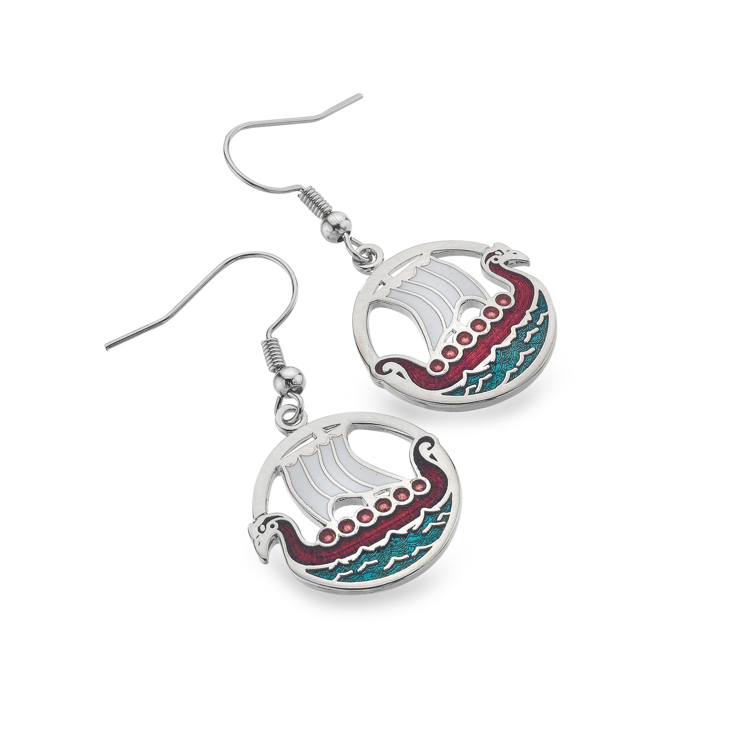 Viking Ship Red Earrings